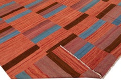 Tappeto moderno Rug & Kilim a trama piatta in lana astratta geometrica arancione