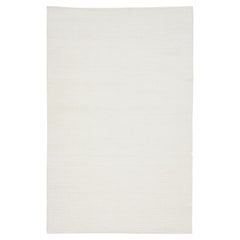 Modern Kilim Flatweave Wool Rug In Solid Ivory By Apadana
