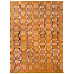 Modern Kilim Geometric Gold Orange Flat-Weave by Rug & Kilim