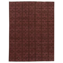 Tapis Kilim moderne en laine marron et marron à motifs géométriques fait à la main