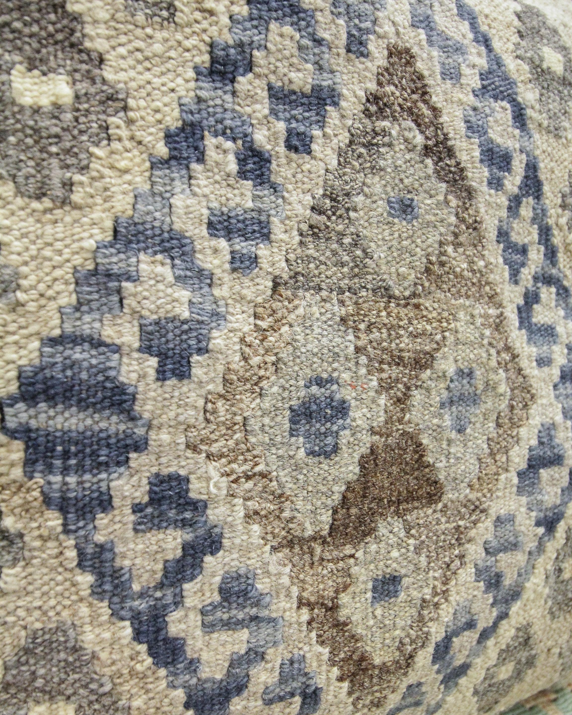 Afghan Modern Kilim Pillow Beige Blue Cushion Cover Oriental Kilim Handwoven