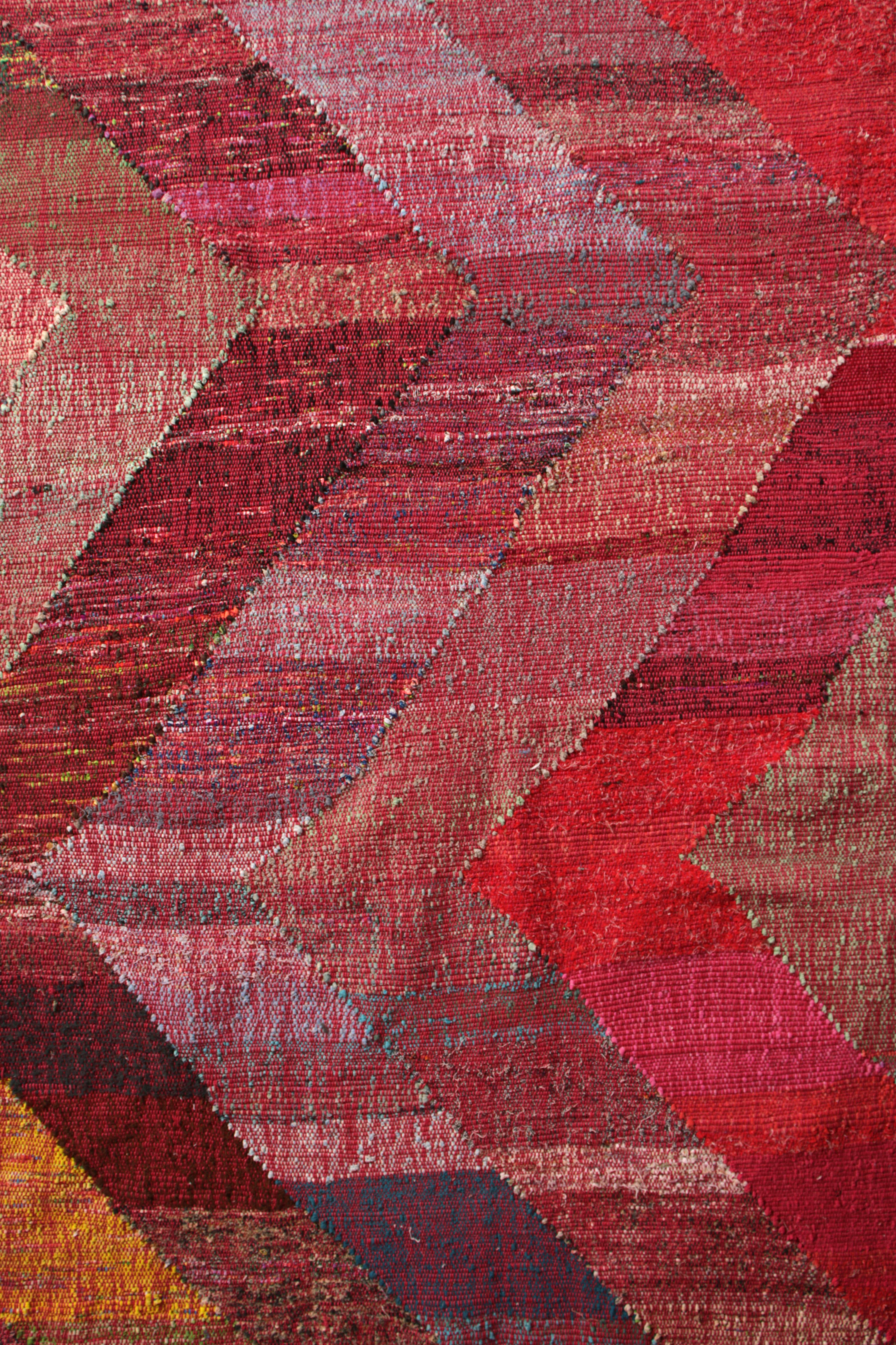 Turkish Rug & Kilim's Modern Kilim Red Pink Chevron Pattern Flat-Weave