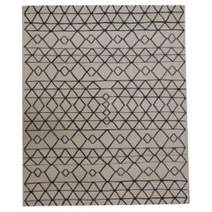Modern Kilim Rug Cream Black Geometric Kilim Abstract Wool Area Rugs