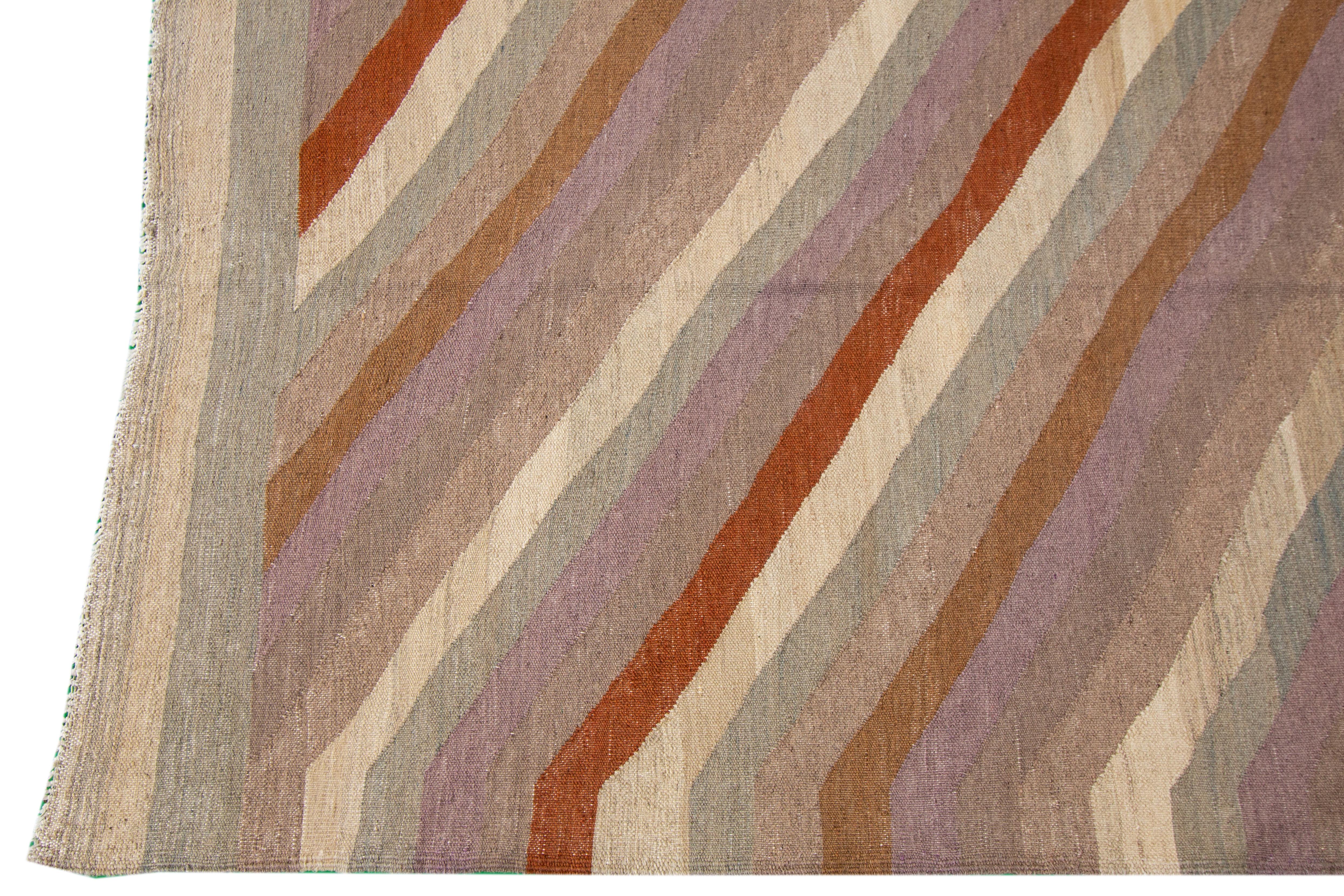 Hand-Knotted Modern Kilim Rug For Sale