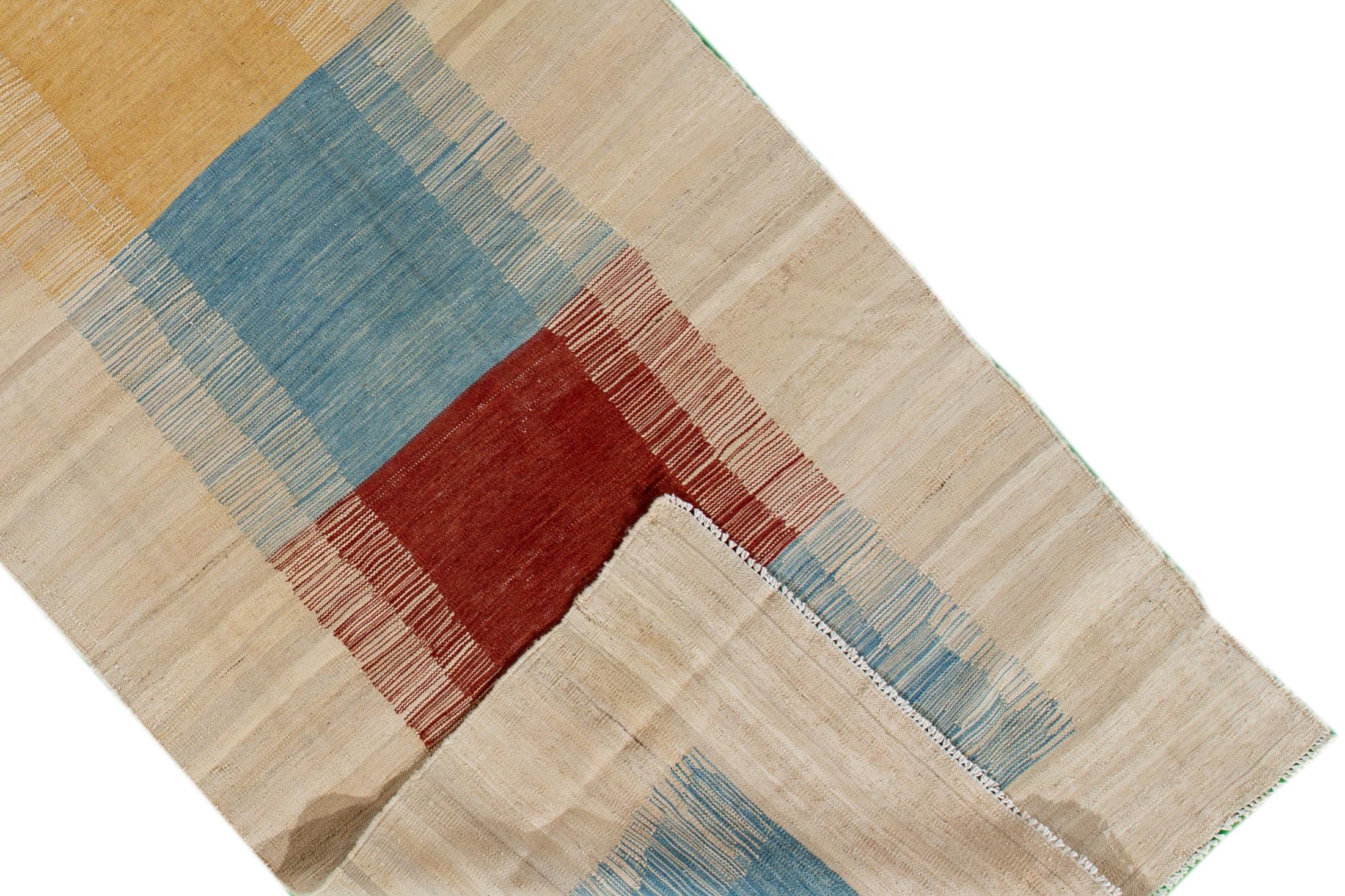 Hand-Knotted Modern Kilim Rug For Sale