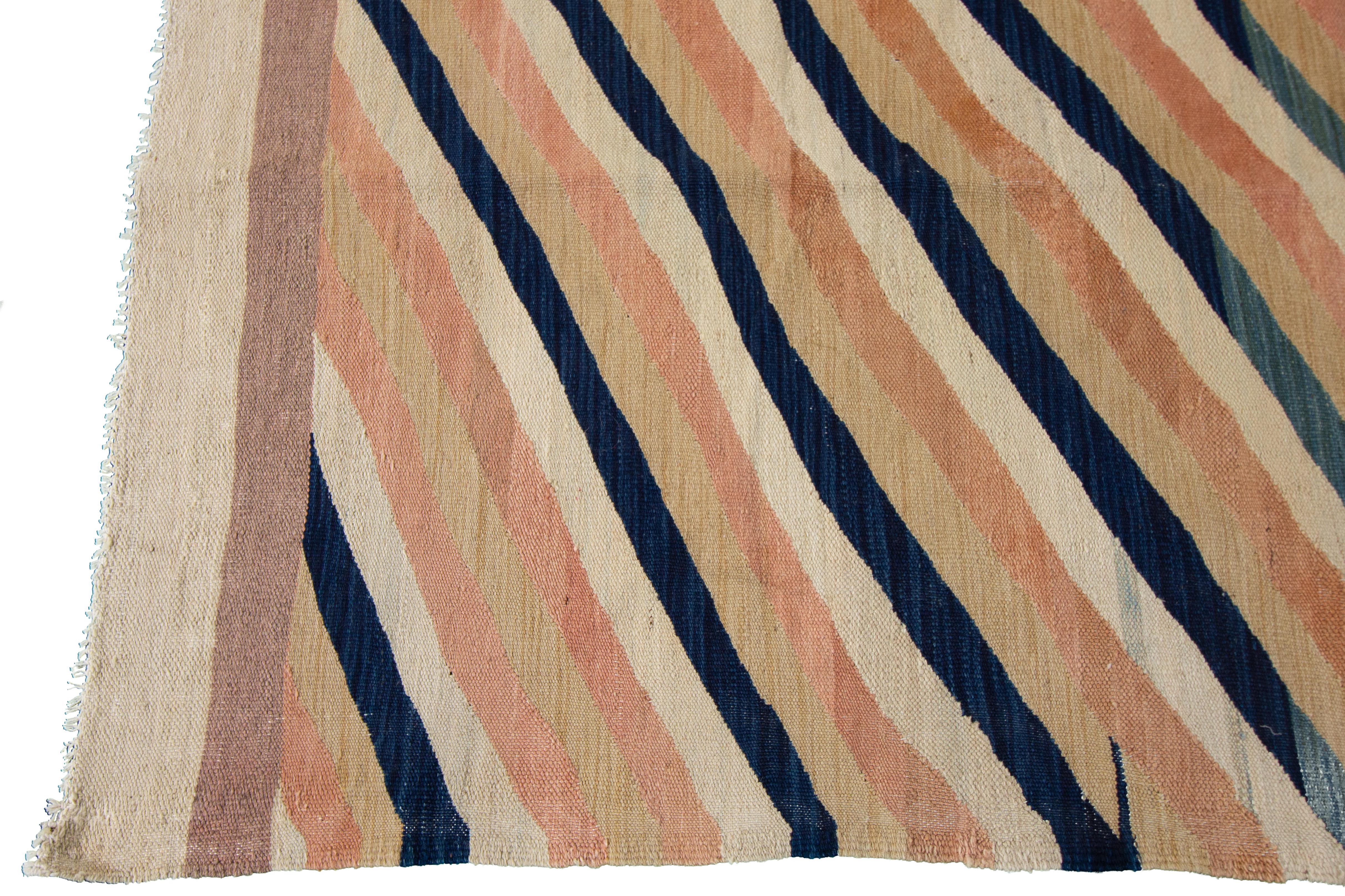 Hand-Knotted Modern Kilim Rug For Sale