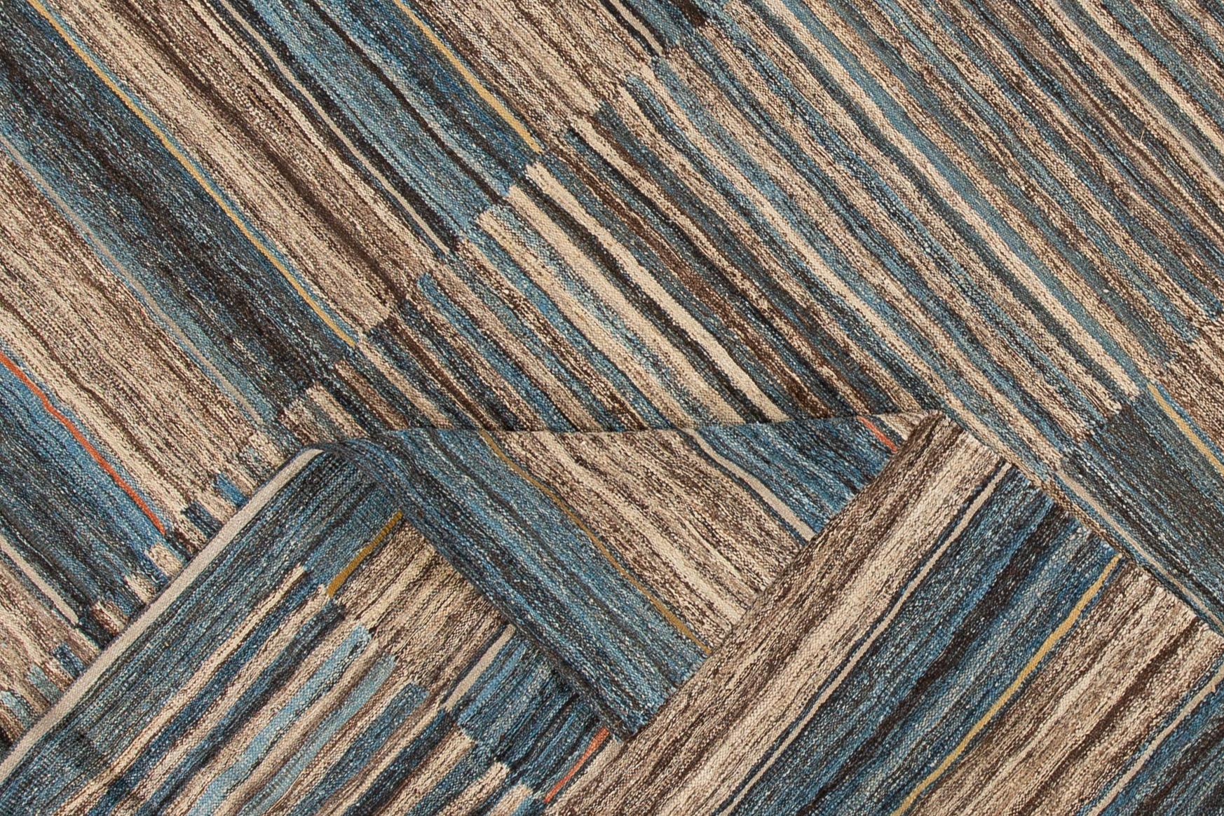 Hand-Woven Modern Kilim Rug