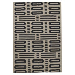 Modern Kilim Rug Geometric Kilim Area Rug Wool Cream Grey Rug 180 x 225cm