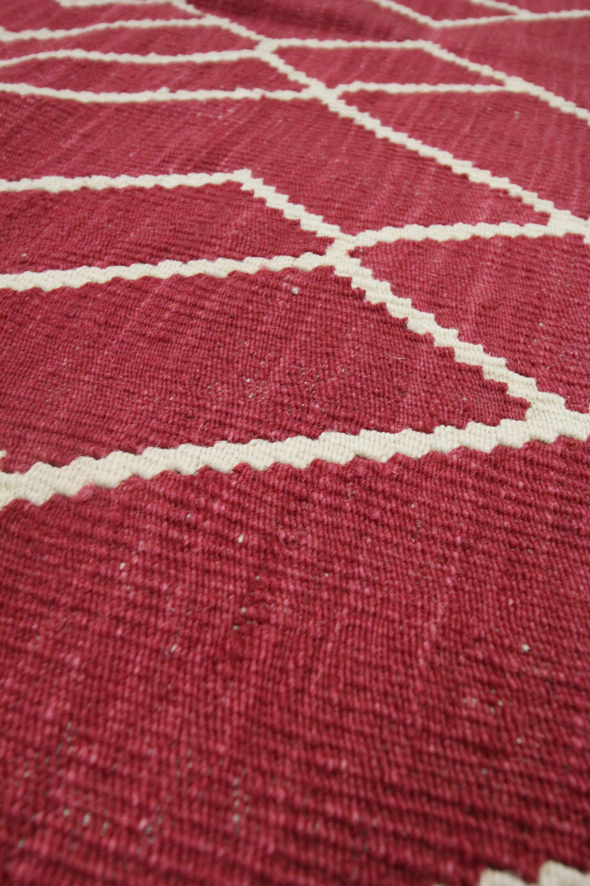 Wool Modern Kilim Rug Handmade Geometric Scandinavian Style Kilim Area Rug