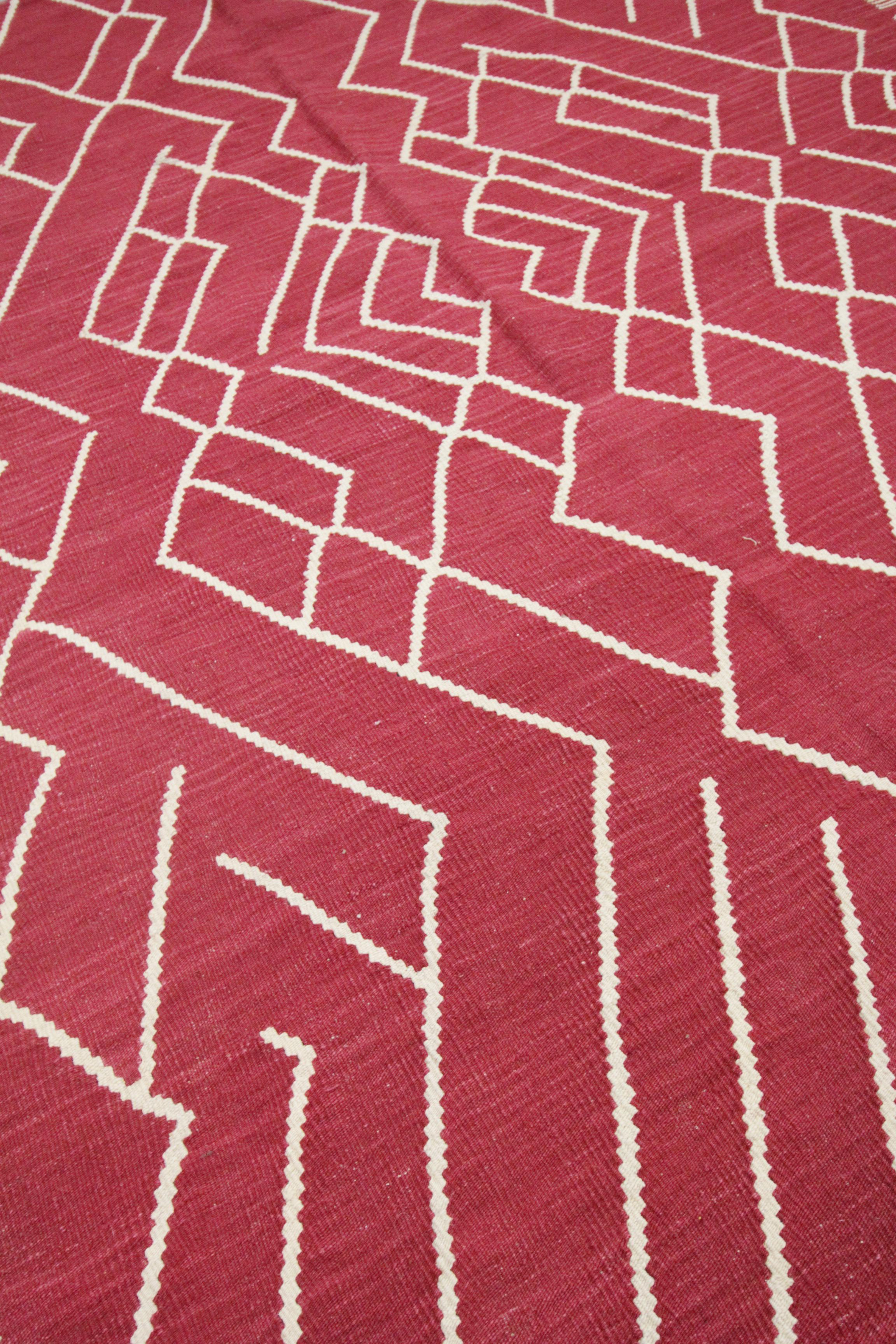 Mid-Century Modern Modern Kilim Rug Handmade Geometric Scandinavian Style Kilim Area Rug