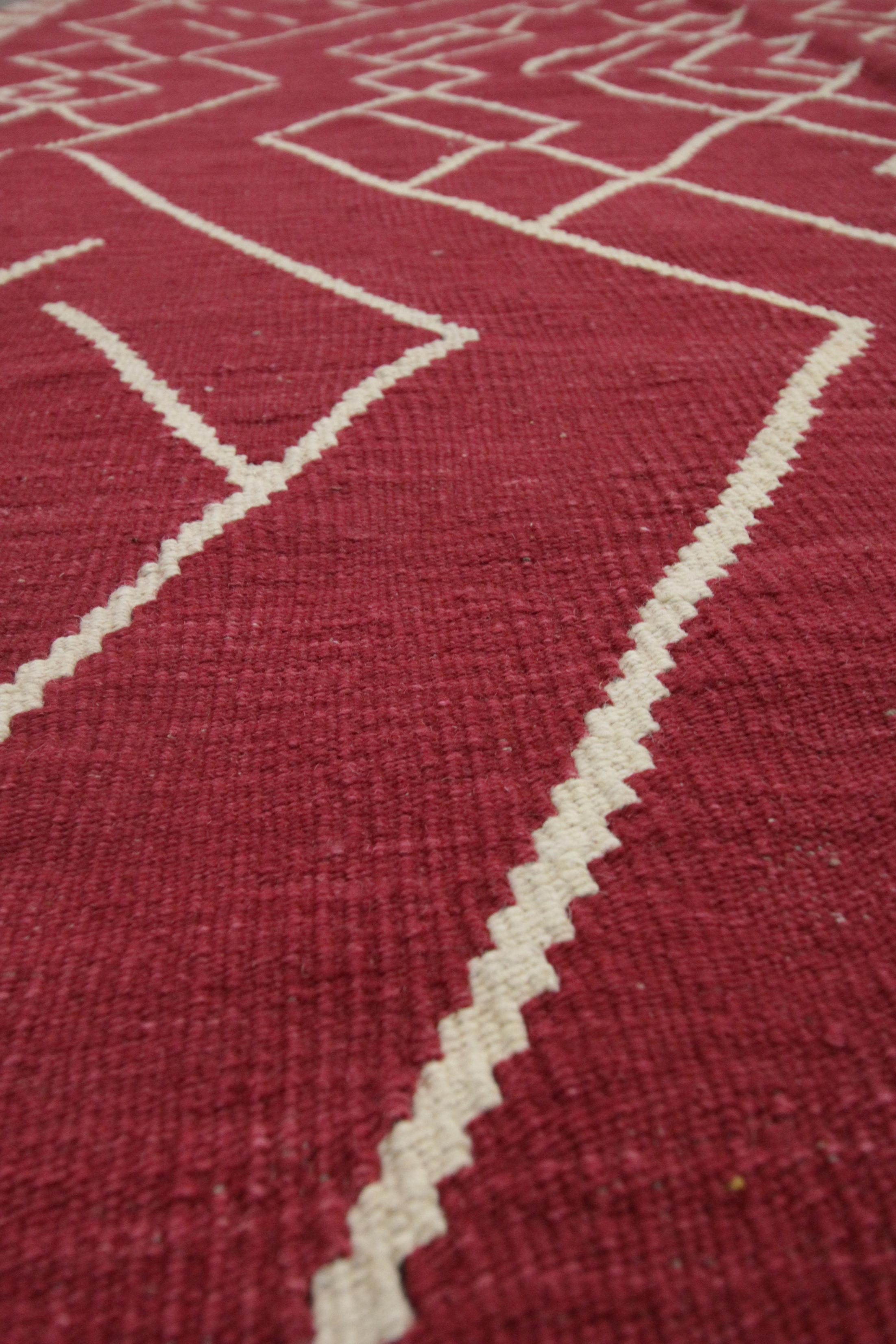 Afghan Modern Kilim Rug Handmade Geometric Scandinavian Style Kilim Area Rug