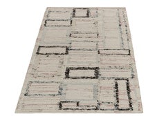 Rug & Kilim's Modern Kilim Rug in White, Black and Blue Deco Pattern