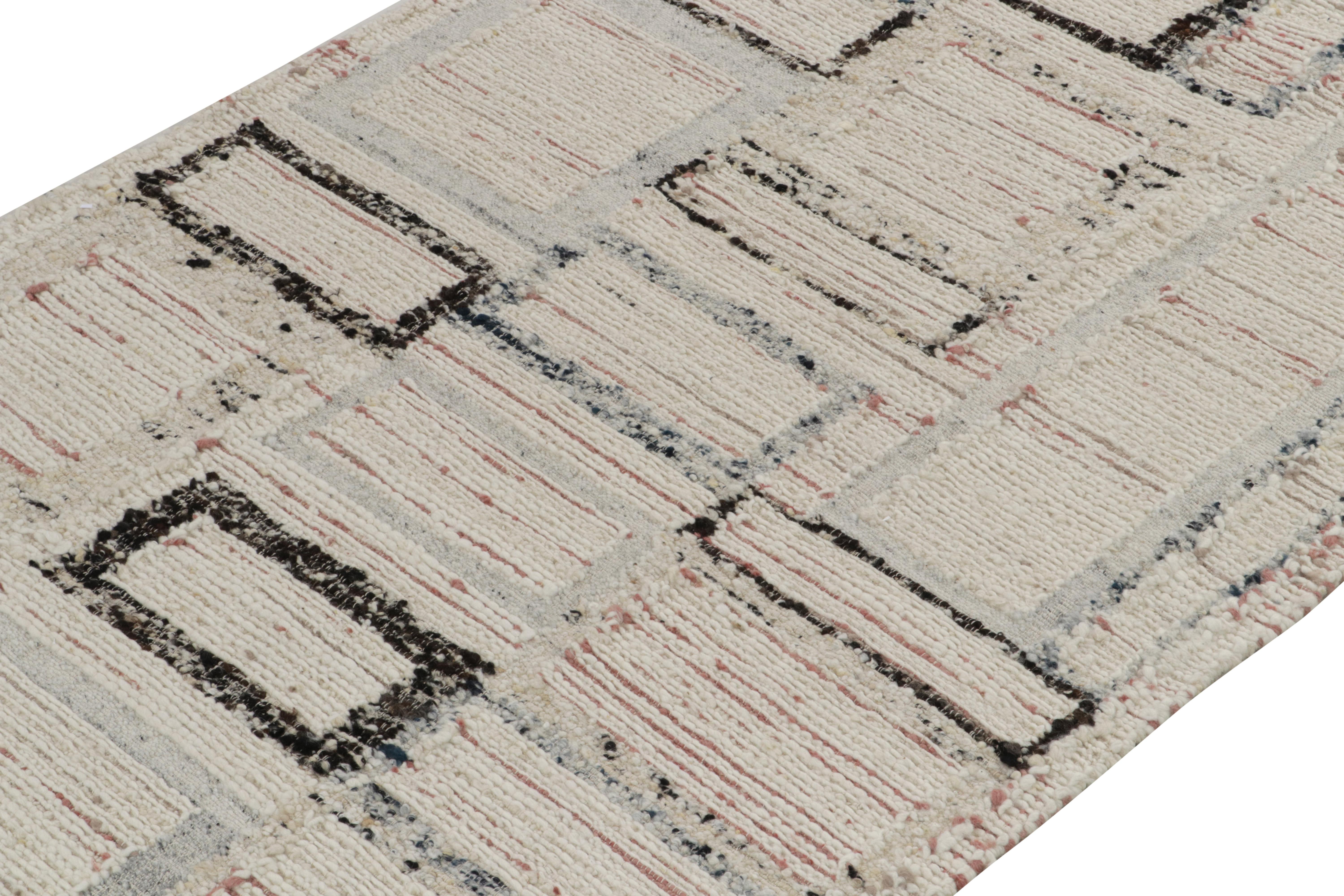 Moderner Kelim-Teppich und Kelim-Teppich in Weiß, Schwarz und Blau mit Deko-Muster (Indisch) im Angebot