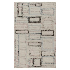 Tapis Kilim moderne et tapis Kilim à motif déco blanc, noir et bleu
