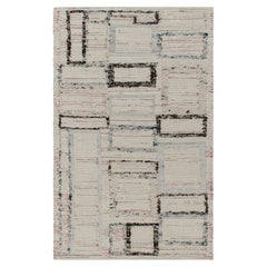 Rug & Kilim's Modern Kilim Rug in White, Black and Blue Deco Pattern