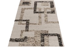 Rug & Kilim's Modern Kilim Rug in White, Black, Beige-Brown Art Deco Pattern