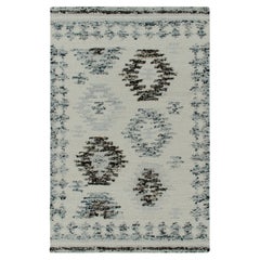 Tapis Kilim moderne et tapis Kilim à motif géométrique blanc, bleu et noir
