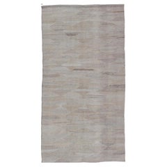 Modern Kilim Rug with Diamond Design in Neutral Colors of Cream