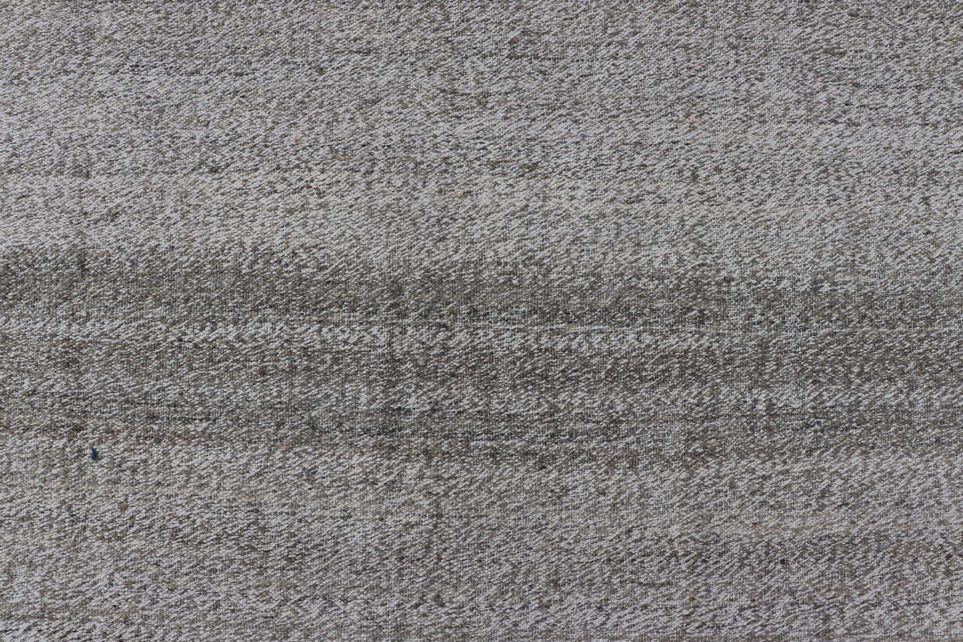  Modern Kilim Rug with Stripes in Neutral tones Shades of Gray  For Sale 3