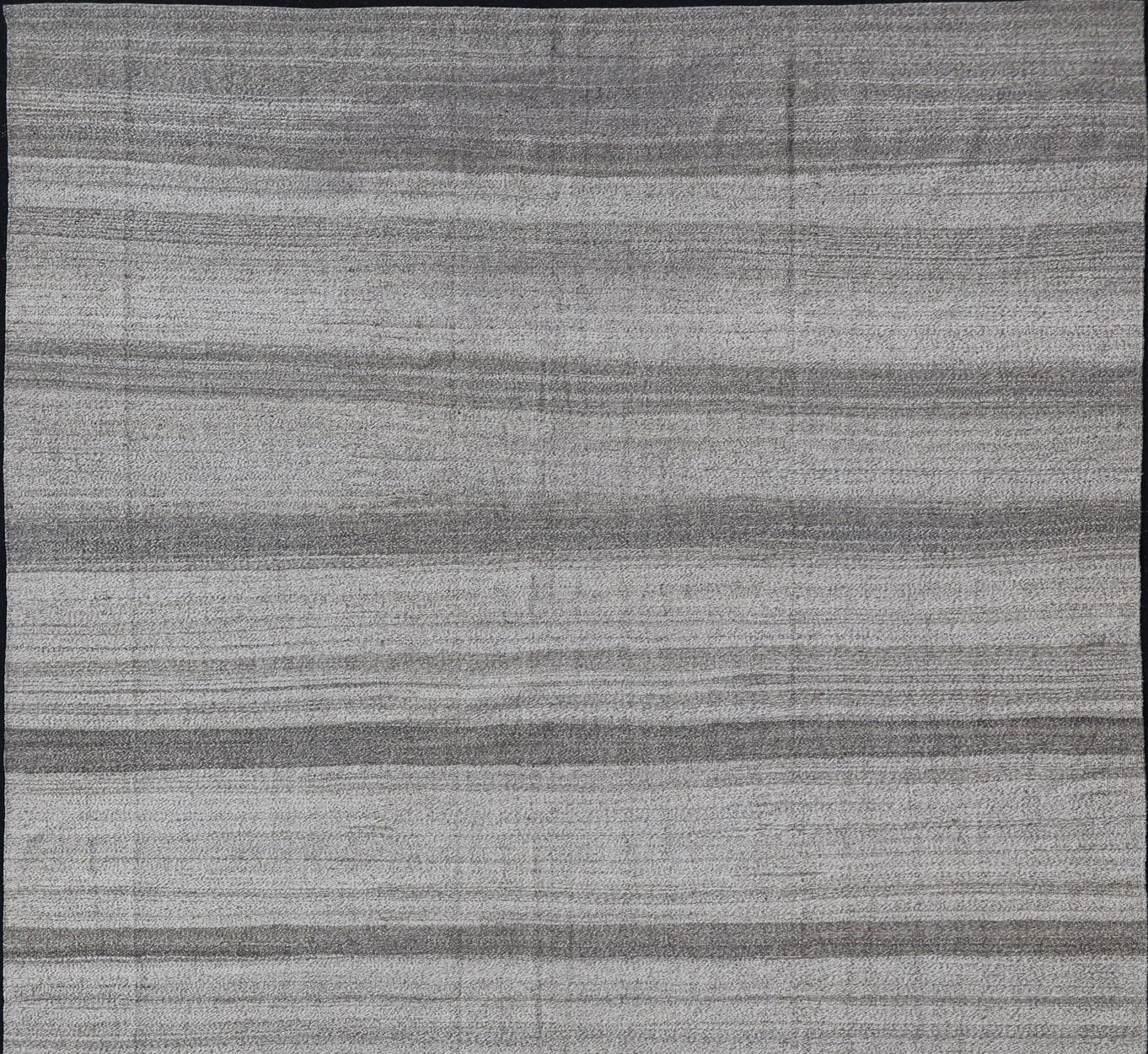 Afghan  Modern Kilim Rug with Stripes in Neutral tones Shades of Gray  For Sale