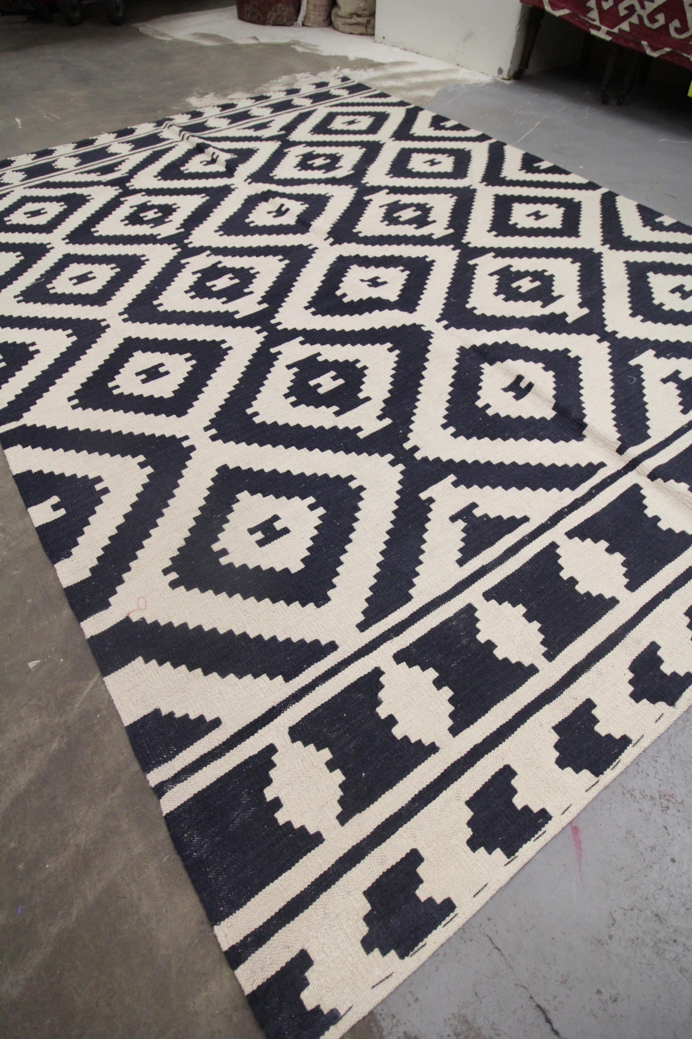 black and white kilim rug