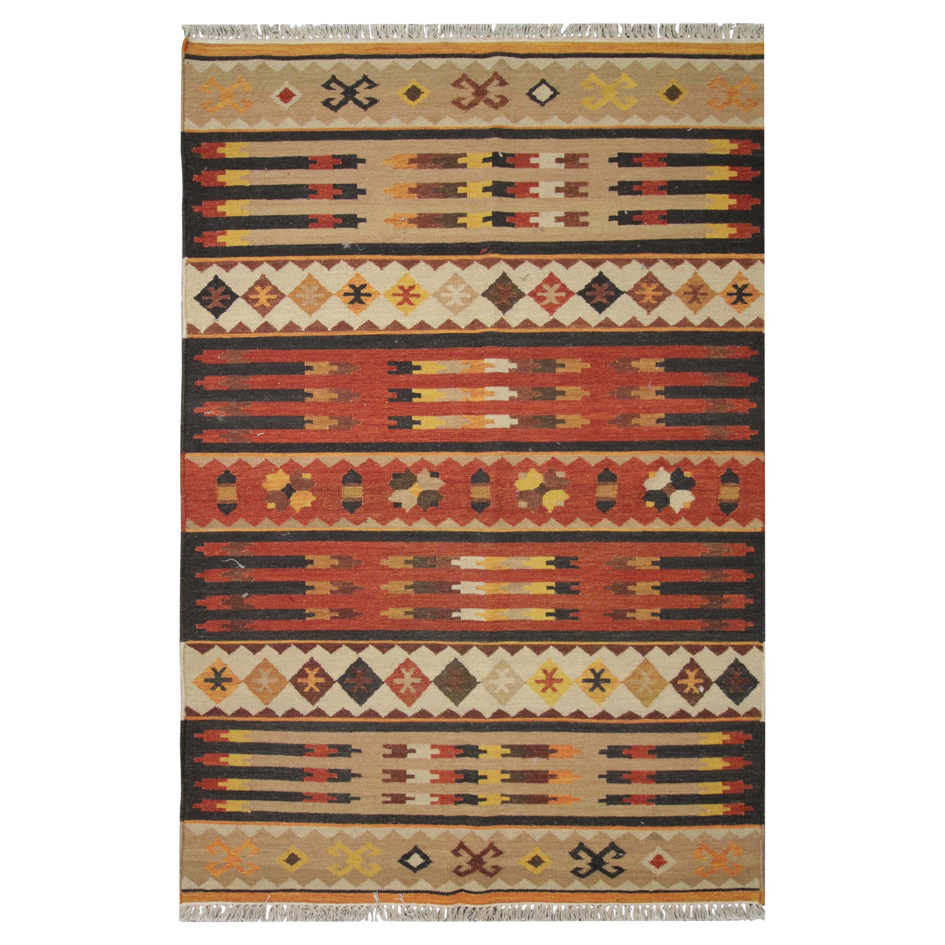 Tapis Kilim modernes faits main Tapis Kilim tissé à la main Tapis plat en laine beige