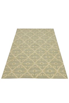 Modern Kilim Rugs Handmade Kilim Geometric Aztec Cream Green Area Rug
