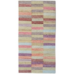 Modern Kilim Runner Qashqai Design, Geometrical Carpet Runner, Stair Runner Rugs