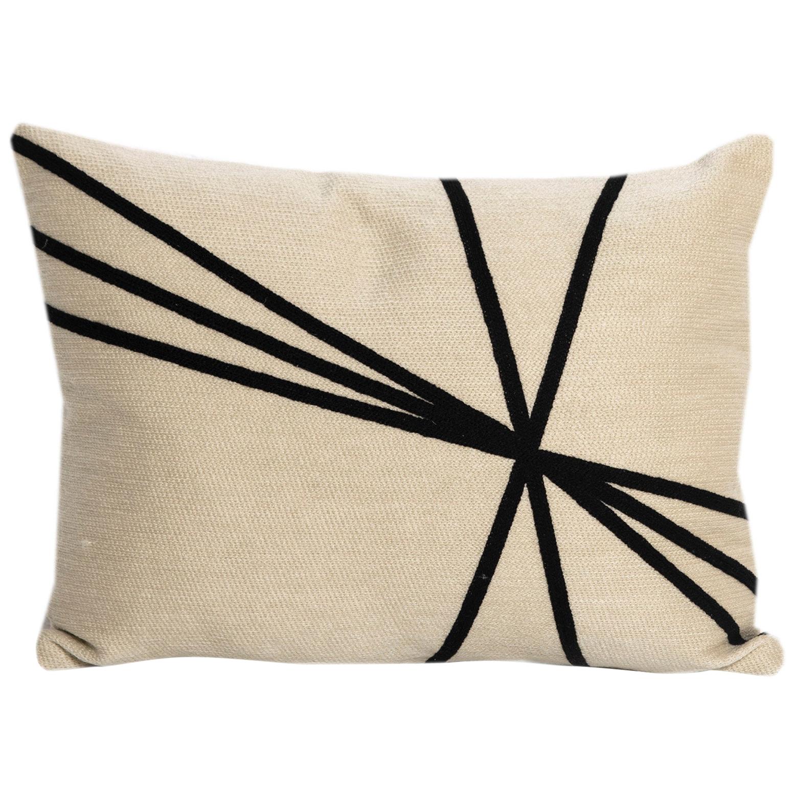 Modern Kilombo Home Embroidery Pillow Archi Beige & Black For Sale