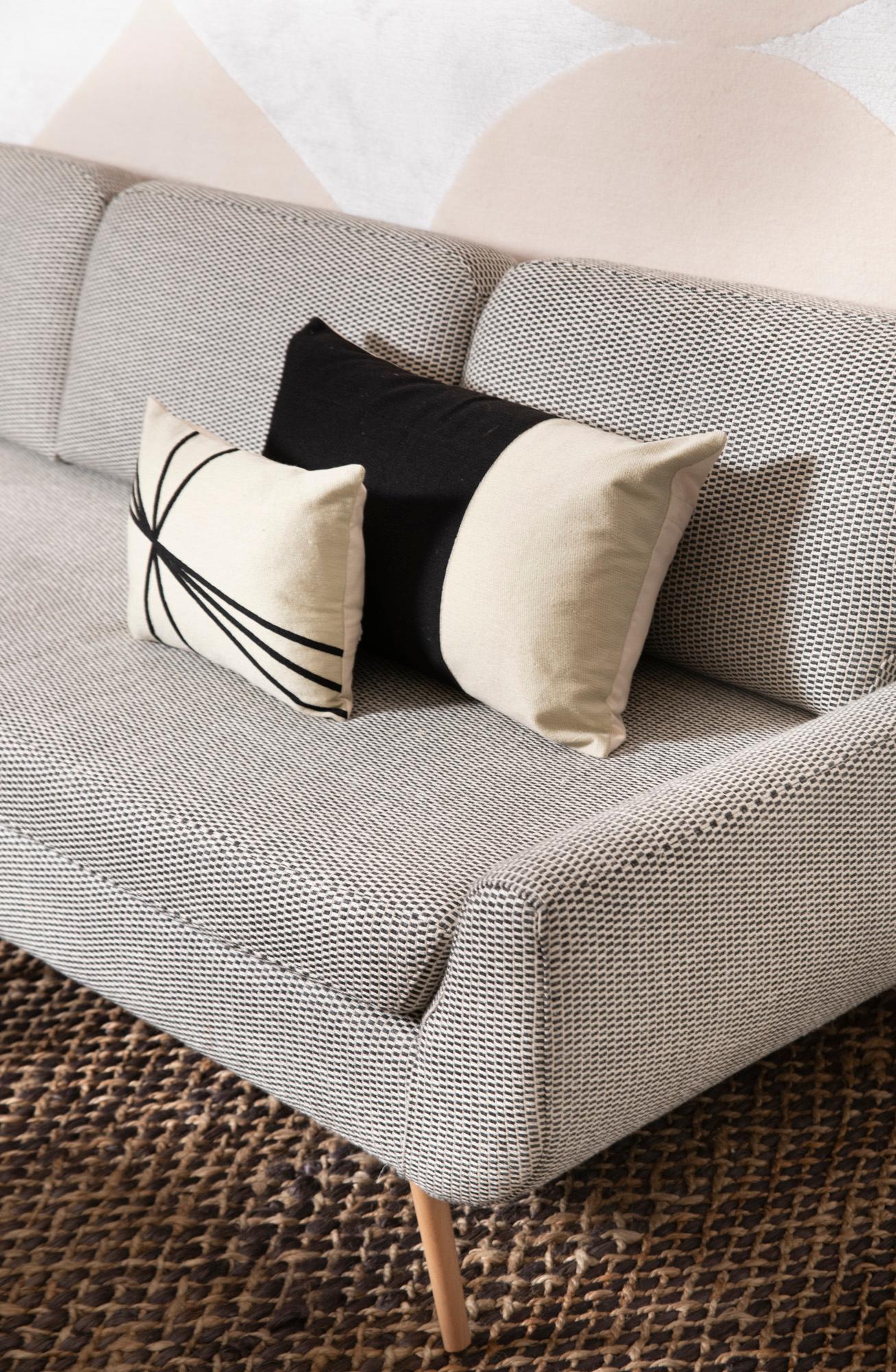 Contemporary Modern Kilombo Home Embroidery Pillow Archi Beige & Black