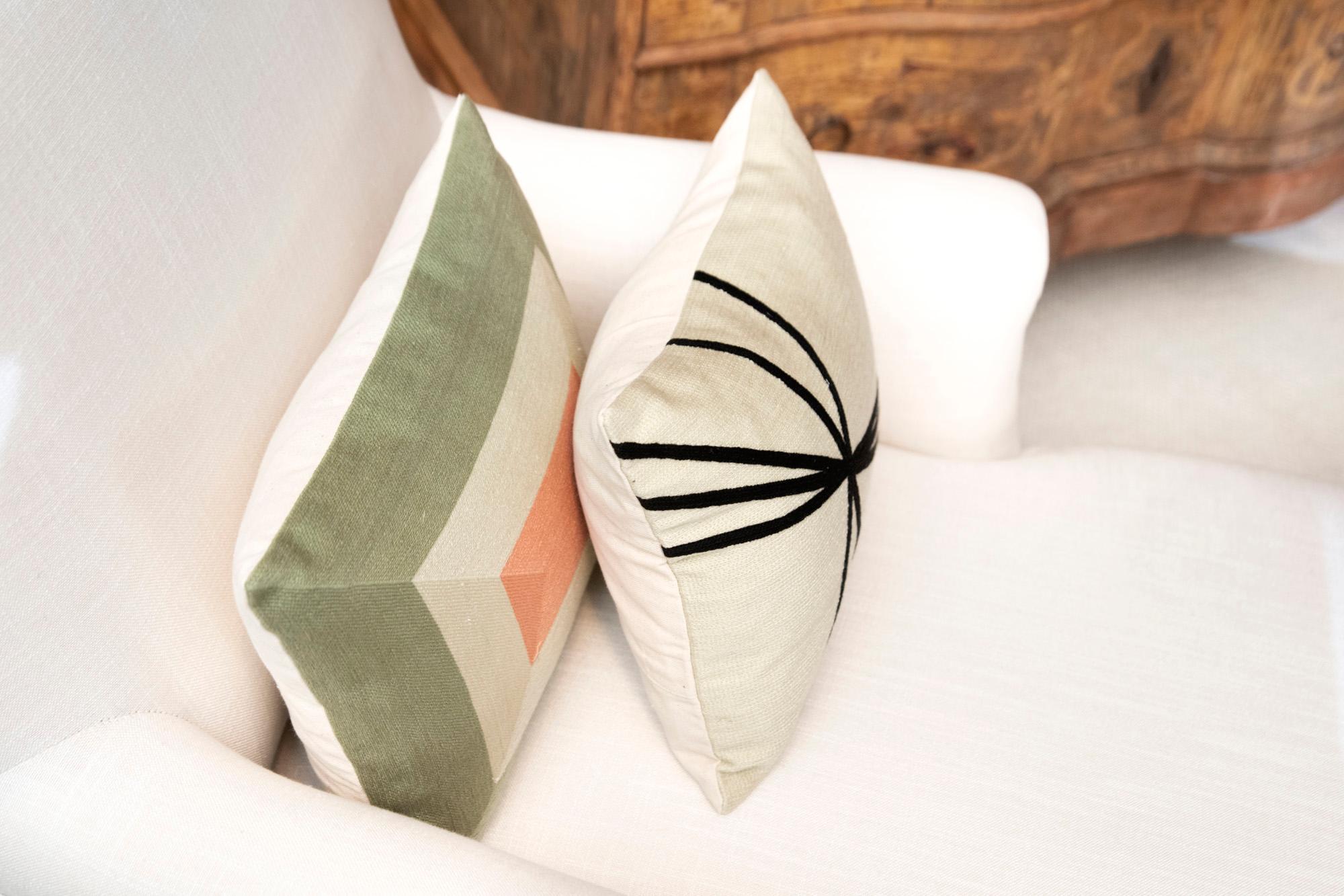 Cotton Modern Kilombo Home Embroidery Pillow Archi Beige & Black