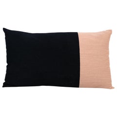 Contemporary Modern Embroidery Pillow Cushion Cotton black and Nude