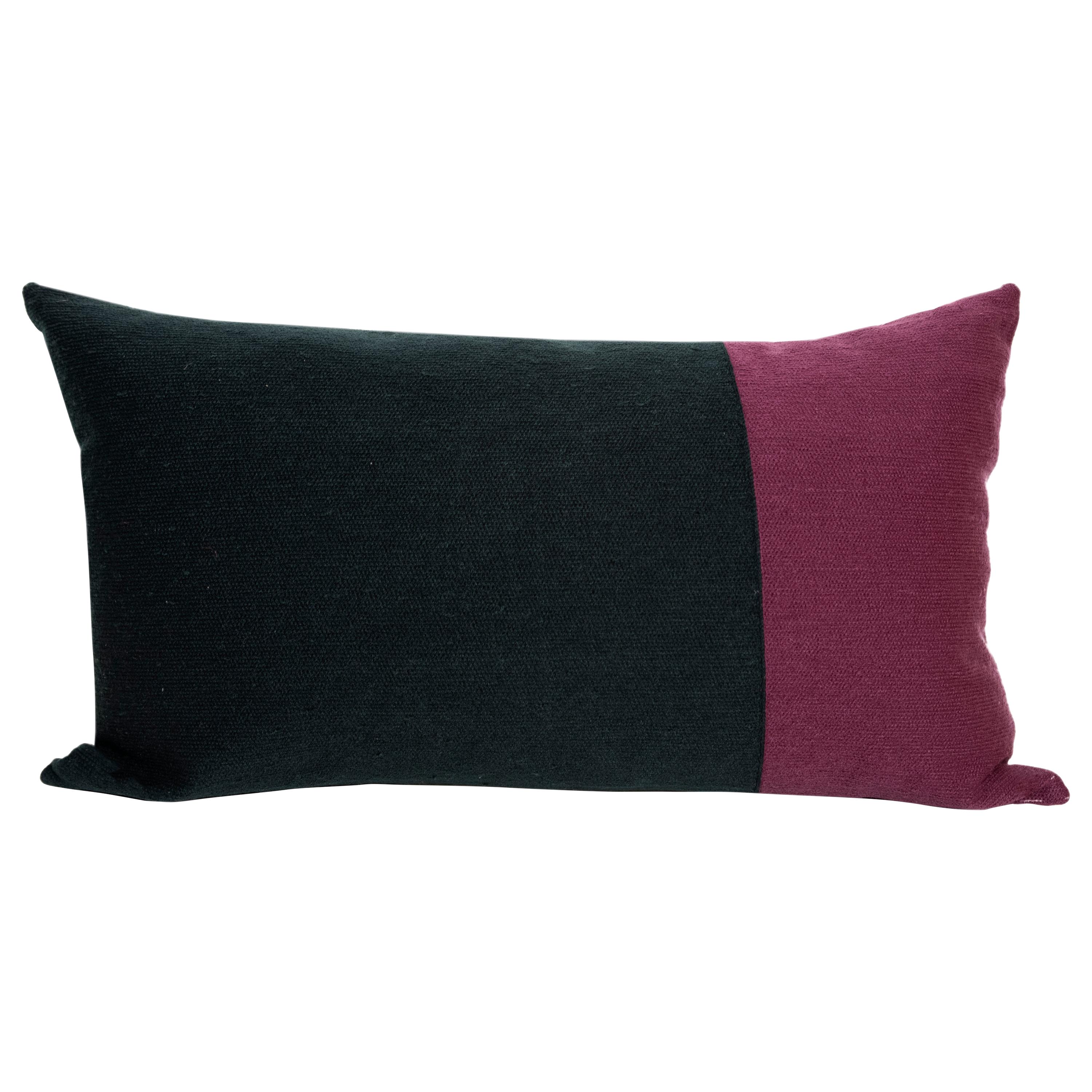 Contemporary Modern Embroidery Pillow Cushion Cotton Geometric Navy Blue Purple For Sale