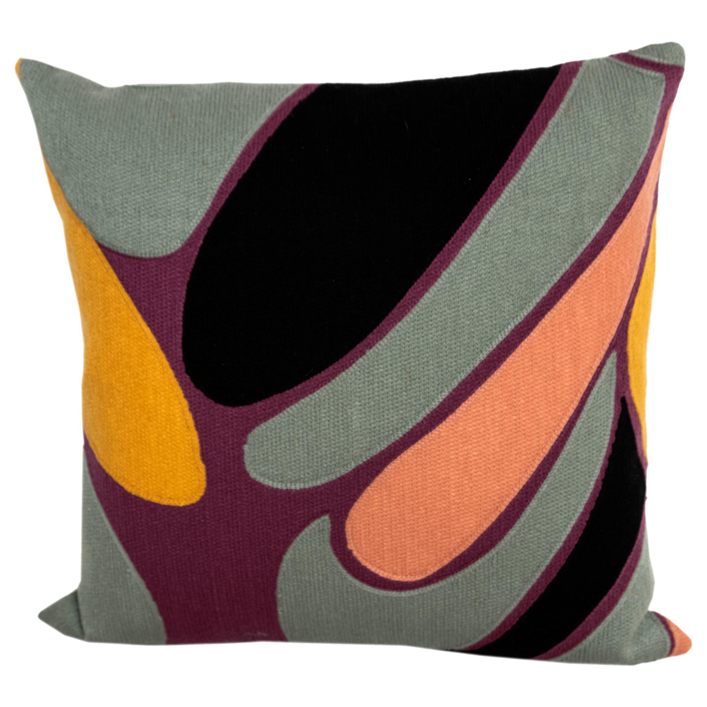 Modern Kilombo Home Embroidery Pillow Cushion Cotton Purple Black Grey