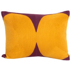 Contemporary Modern Kilombo Home Embroidery Pillow Cushion Cotton Mustard Purple