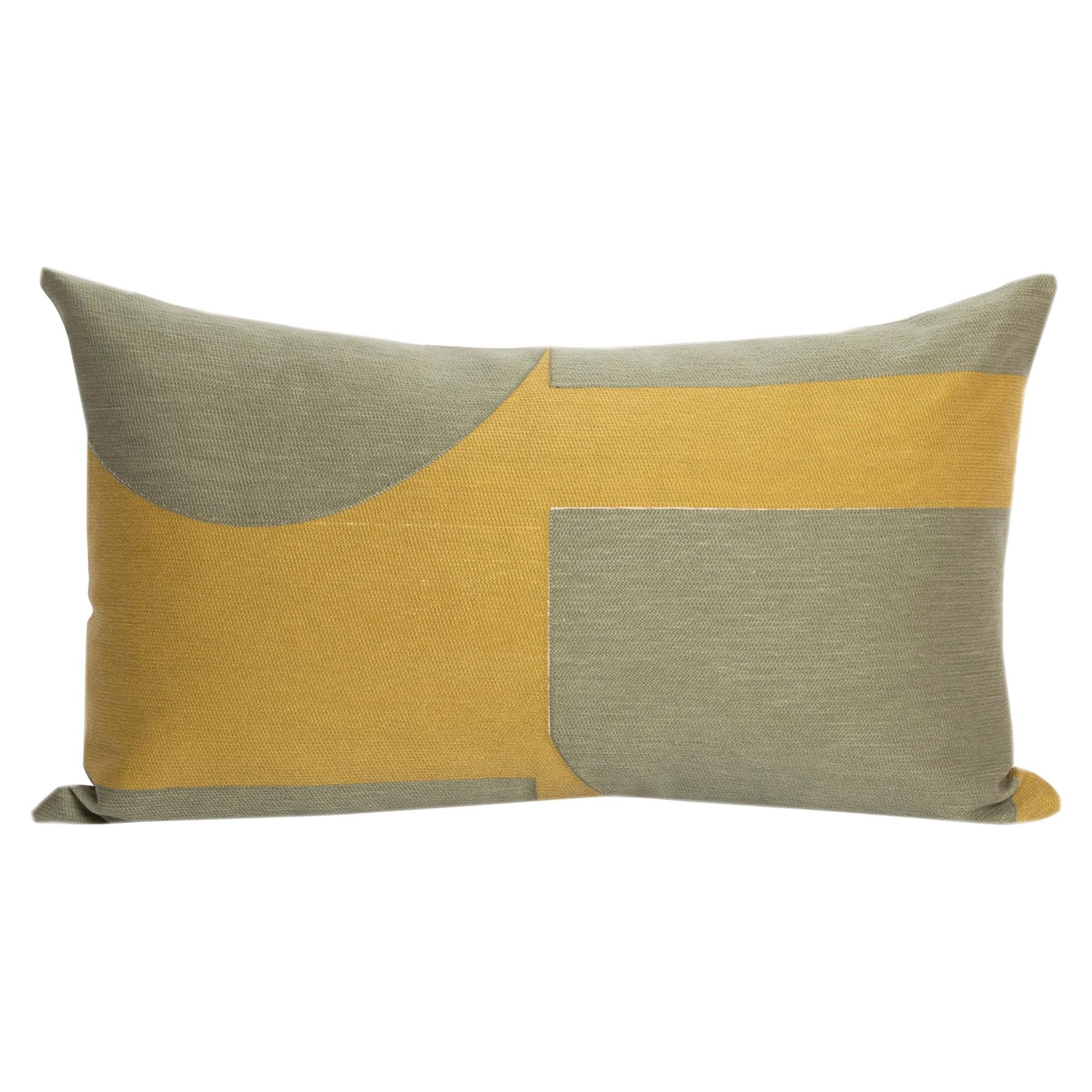 Modern Kilombo Home Embroidery Pillow Cushion Cotton Pac-Man Mustard&Green