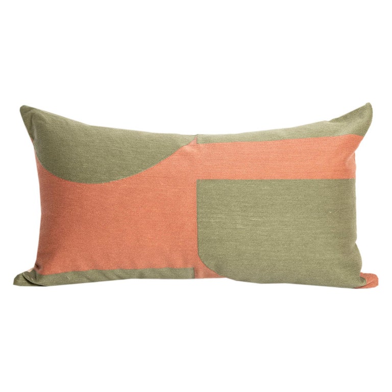 Modern Kilombo Home Embroidery Pillow Cushion Cotton Pac-Man Salmon&Green For Sale
