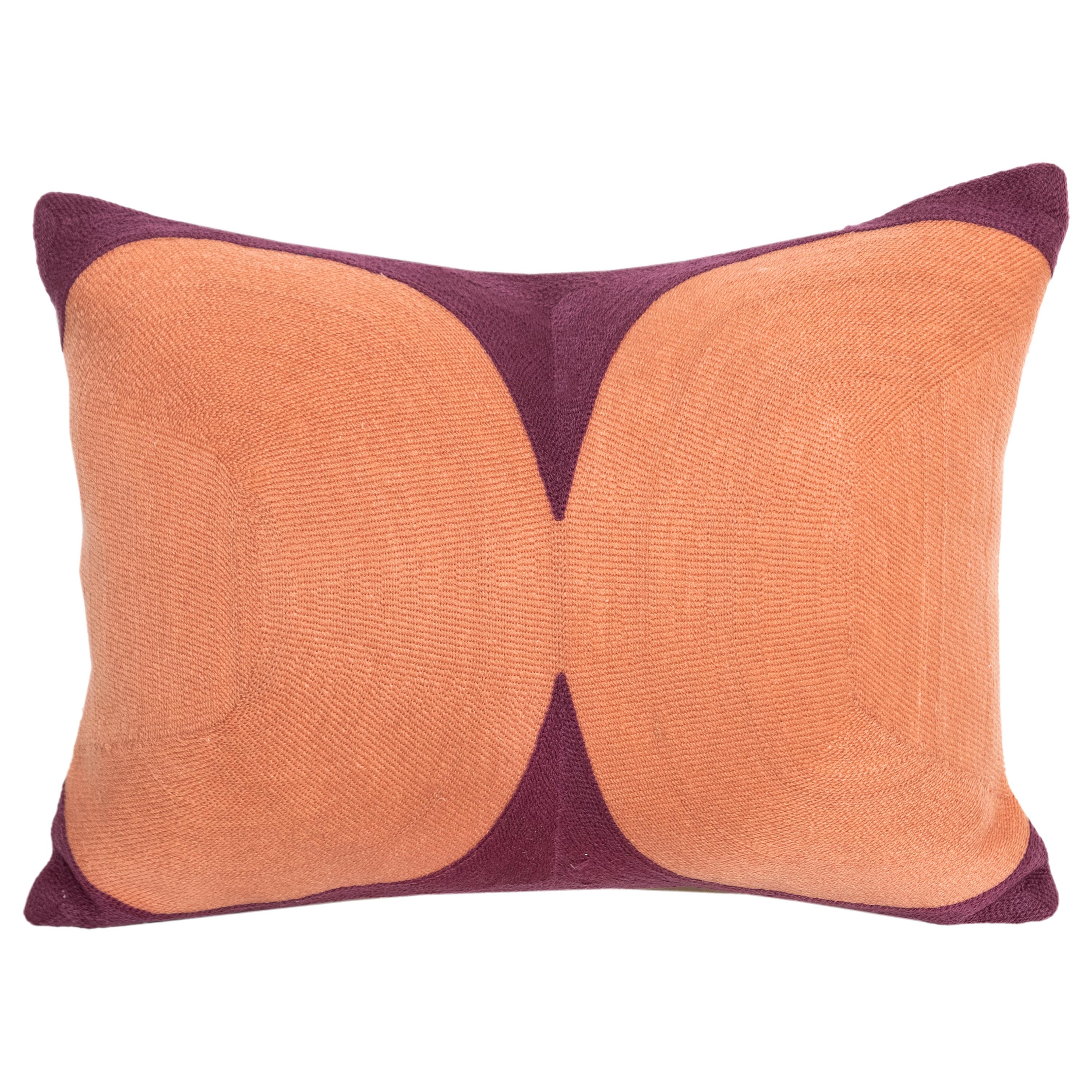 Contemporary Modern Kilombo Home Embroidery Pillow Cushion Cotton Pulple Salmon