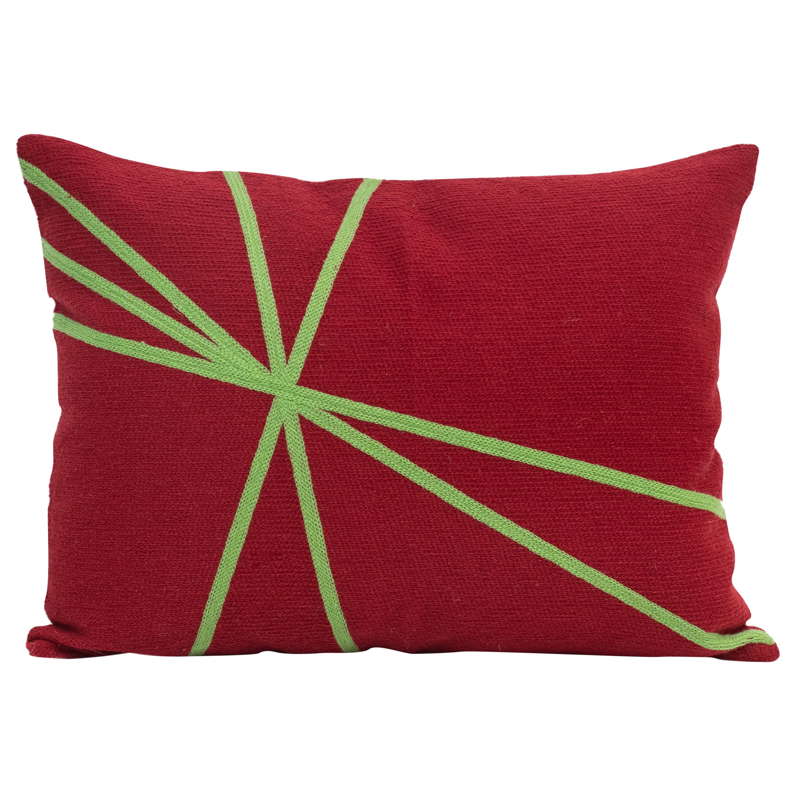 Modern Kilombo Home Embroidery Pillow Cotton Red and Green