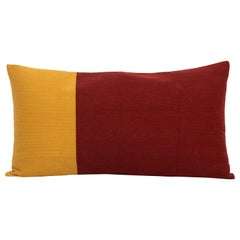 Moderne Stickerei Kissen Cushion Baumwolle Rot Wein und Senf Elegant