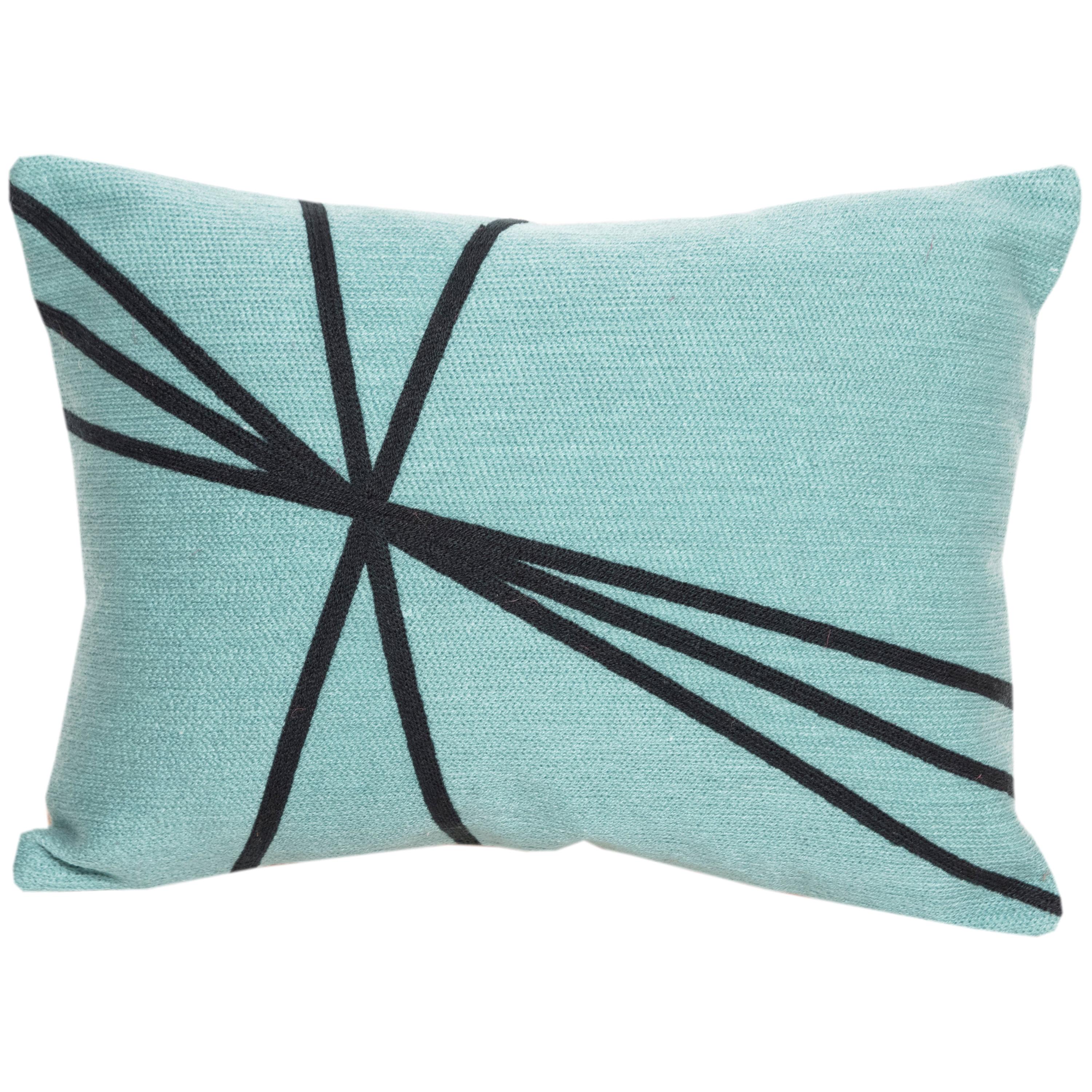 Modern Kilombo Home Embroidery Pillow Cushion Cotton Turquoise Navy blue For Sale