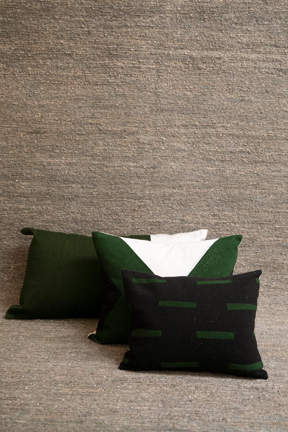 Modern Kilombo Home Embroidery Pillow Salmons Black&Green For Sale 3