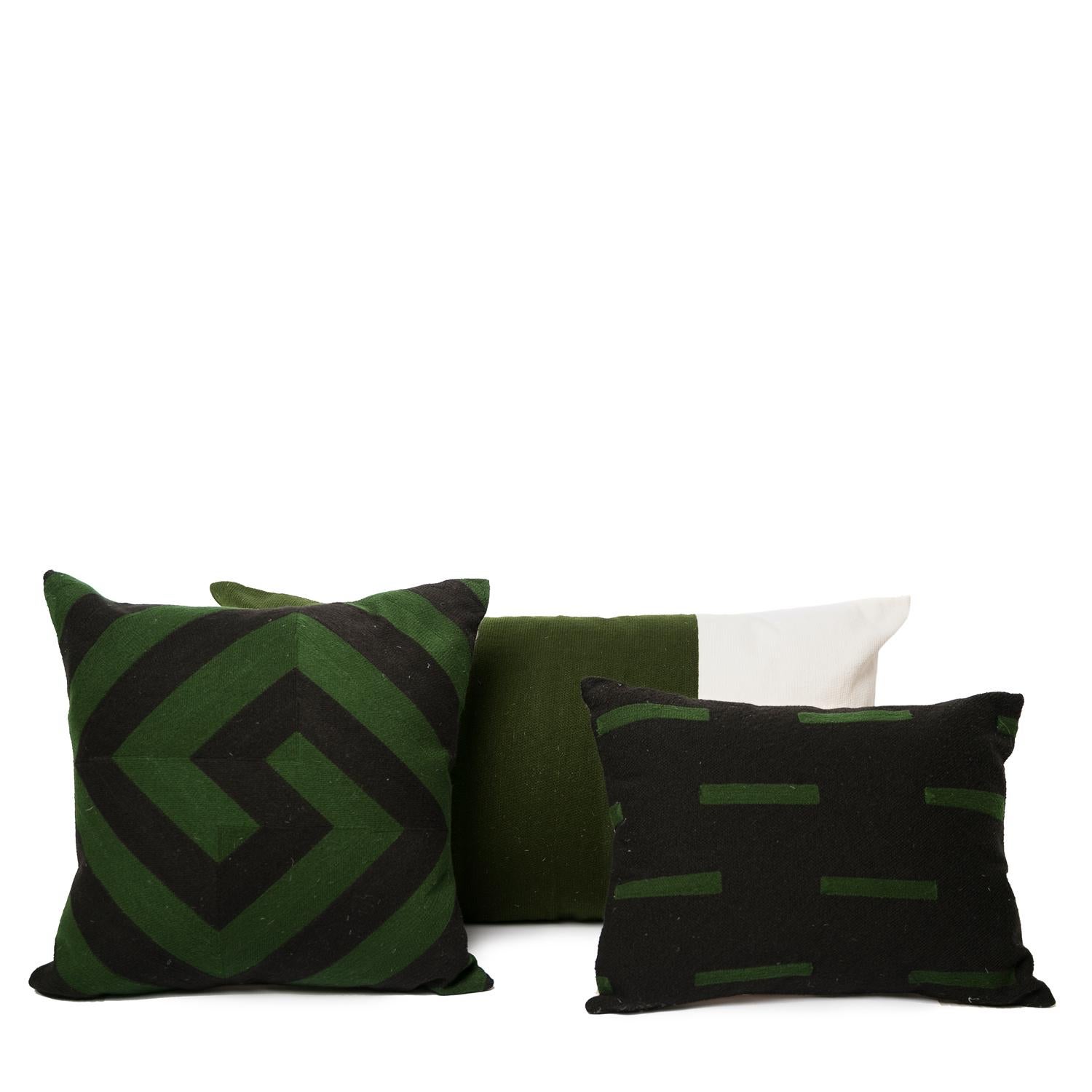 Embroidered Modern Kilombo Home Embroidery Pillow Salmons Black&Green For Sale