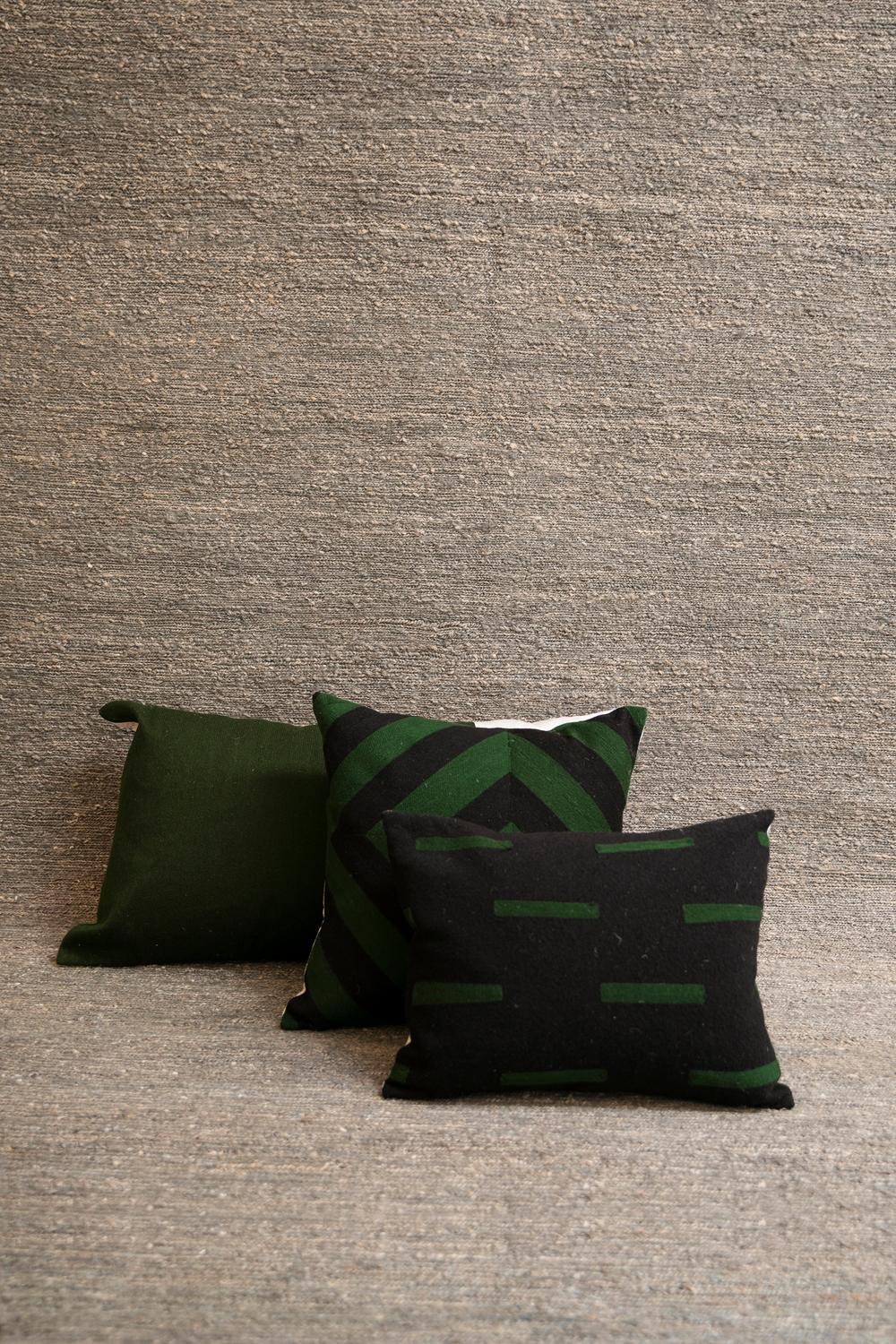 Modern Kilombo Home Embroidery Pillow Salmons Black&Green For Sale 1