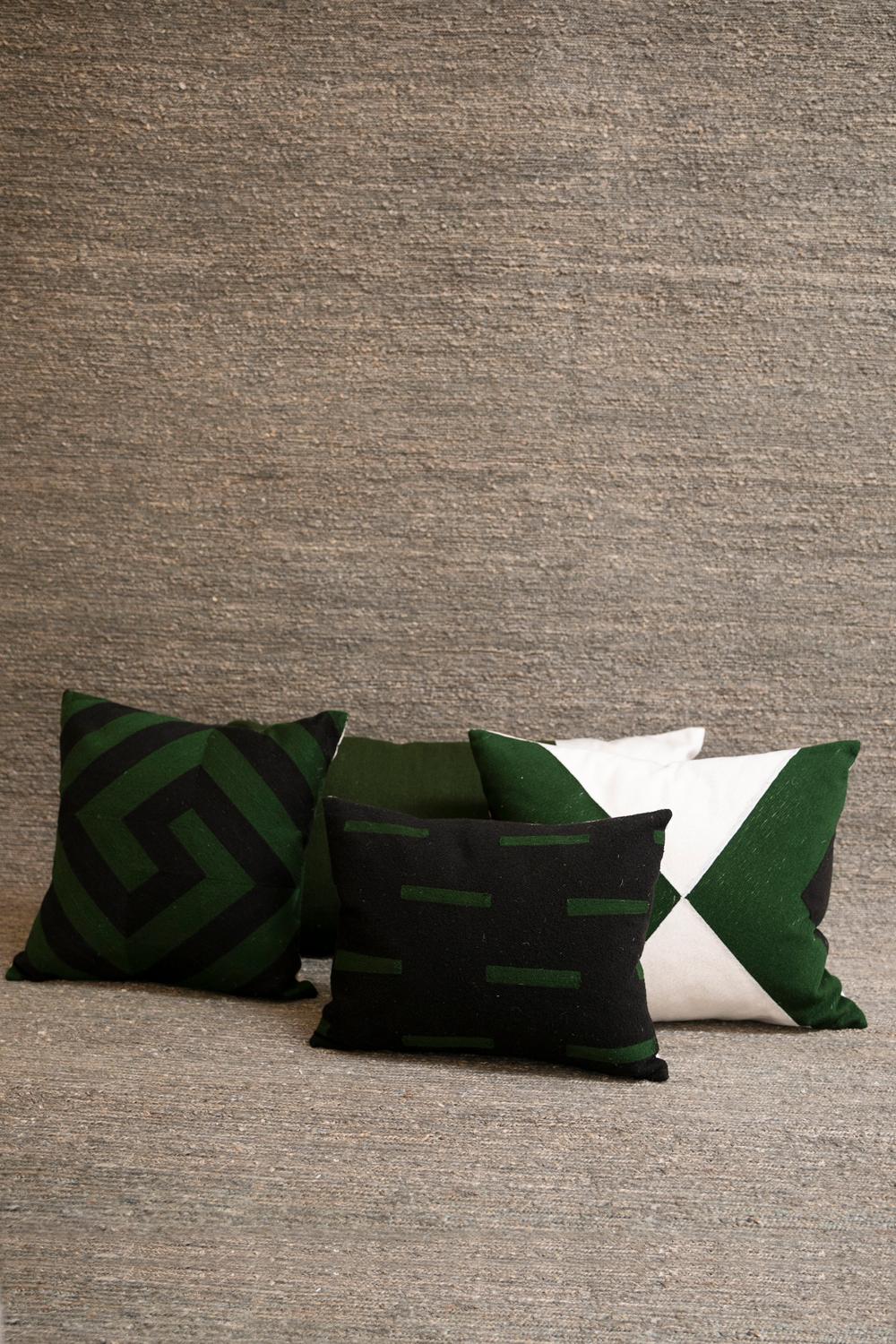 Modern Kilombo Home Embroidery Pillow Salmons Black&Green For Sale 2