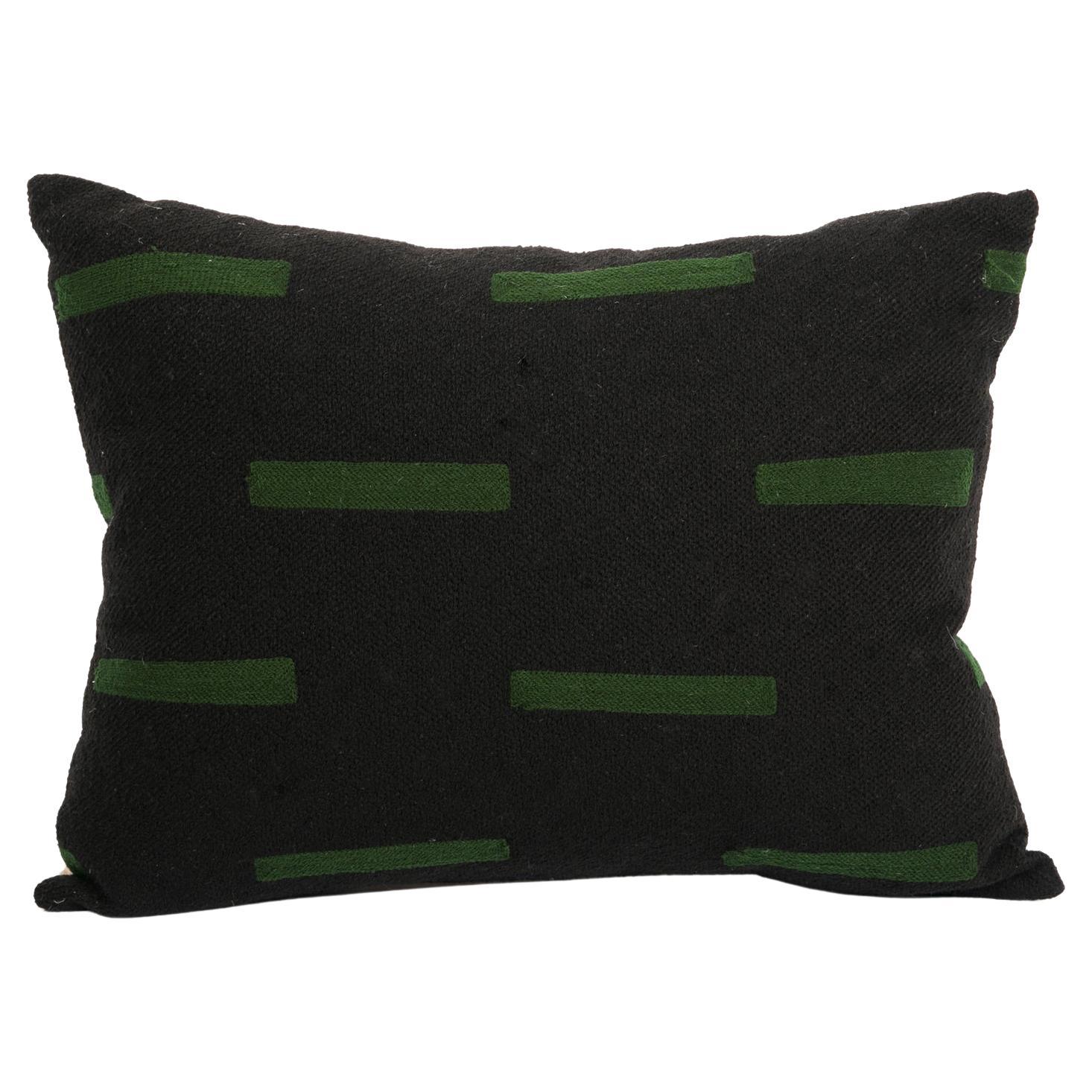 Modern Kilombo Home Embroidery Pillow Salmons Black&Green For Sale