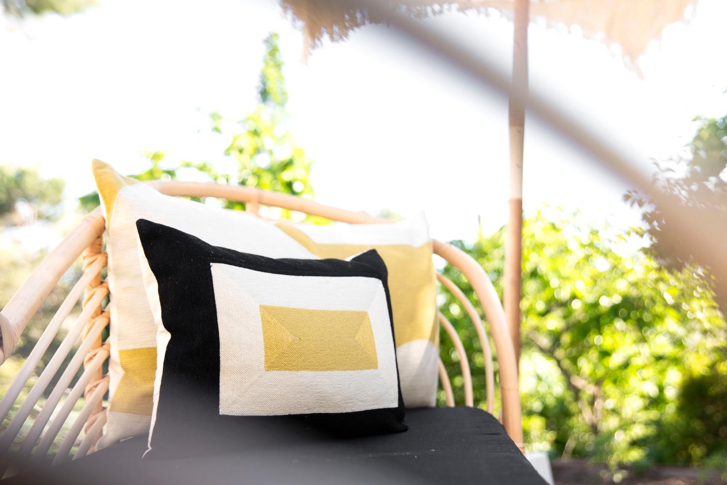 Modern Kilombo Home Embroidery Pillow Smart Black&Mustard 9