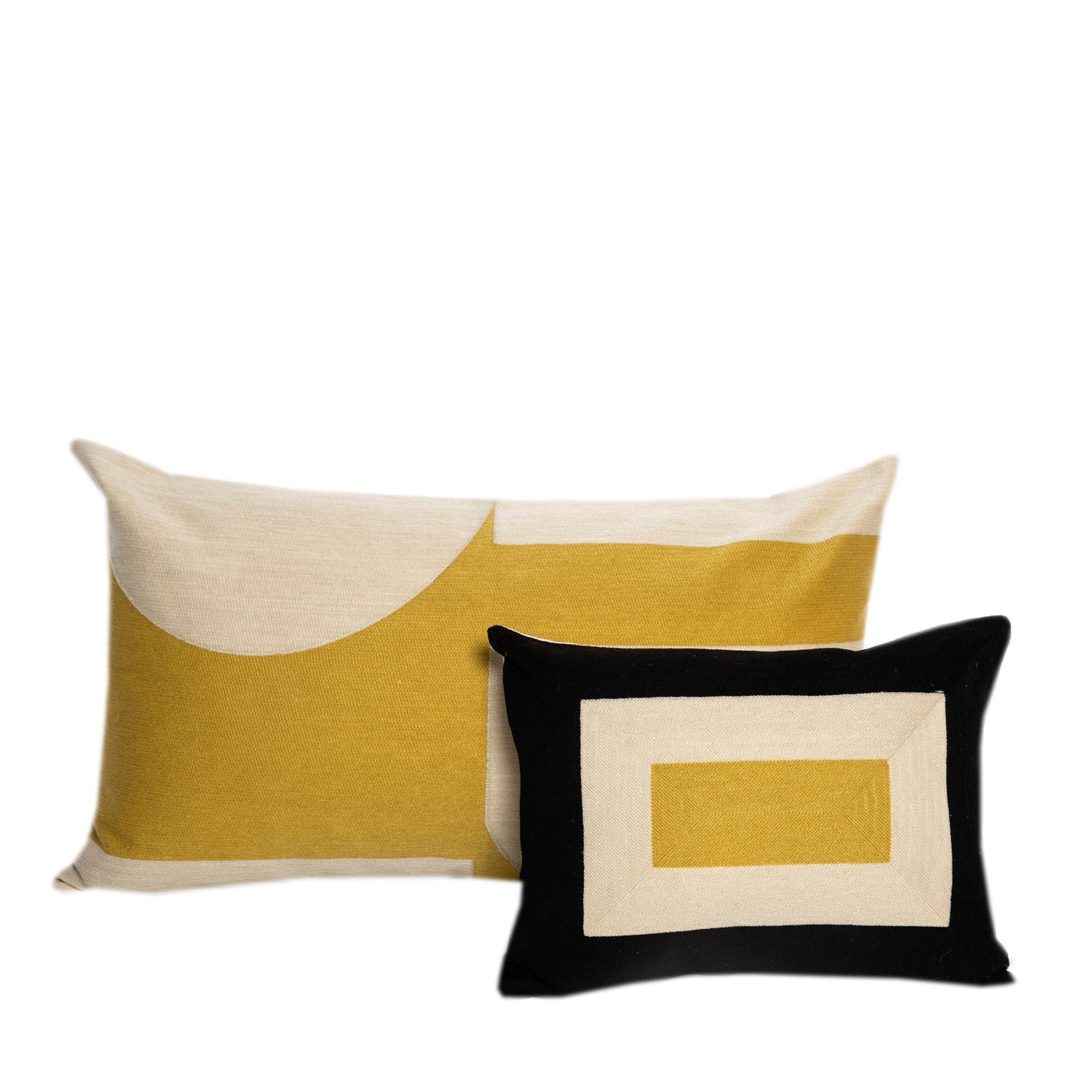 Indian Modern Kilombo Home Embroidery Pillow Smart Black&Mustard