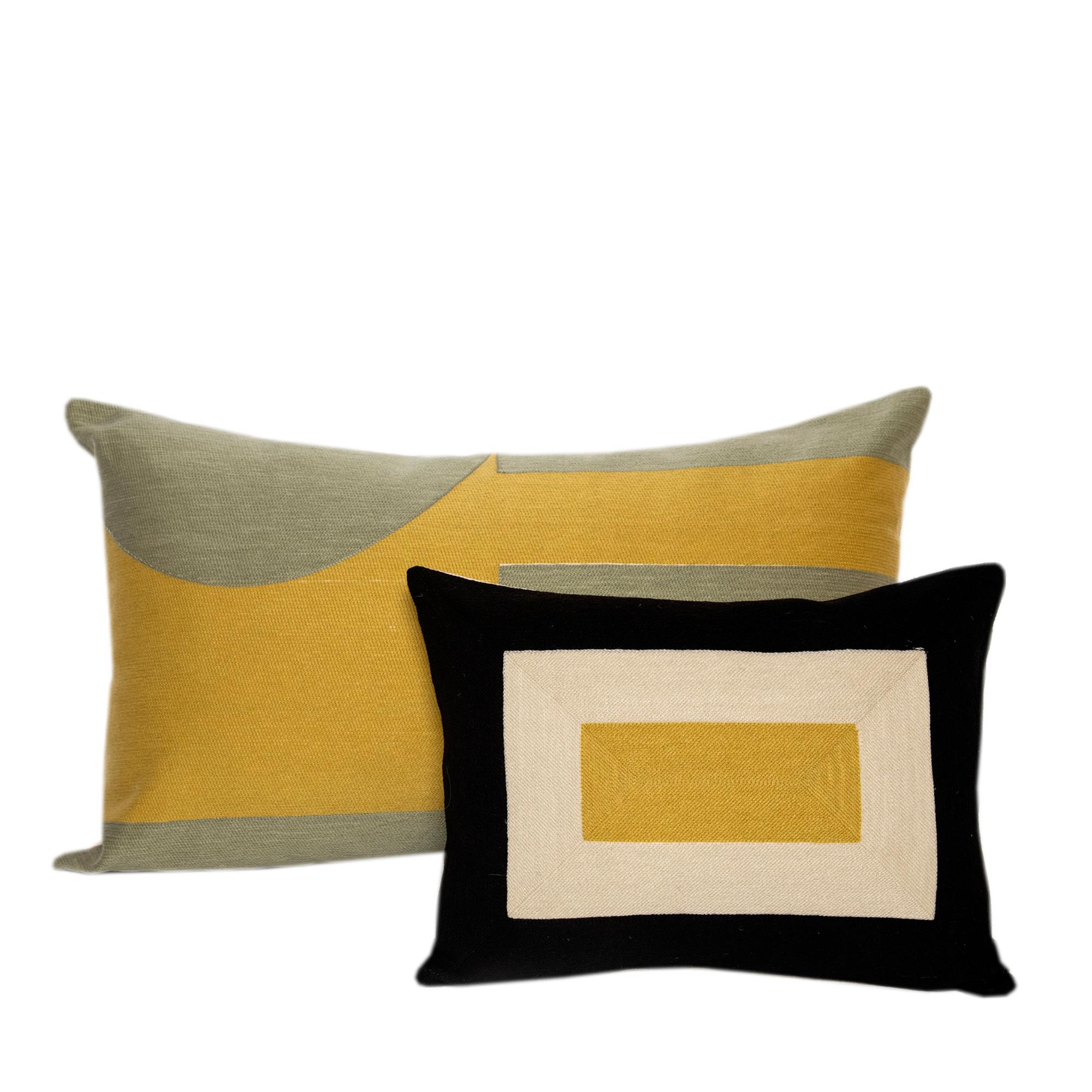 Embroidered Modern Kilombo Home Embroidery Pillow Smart Black&Mustard