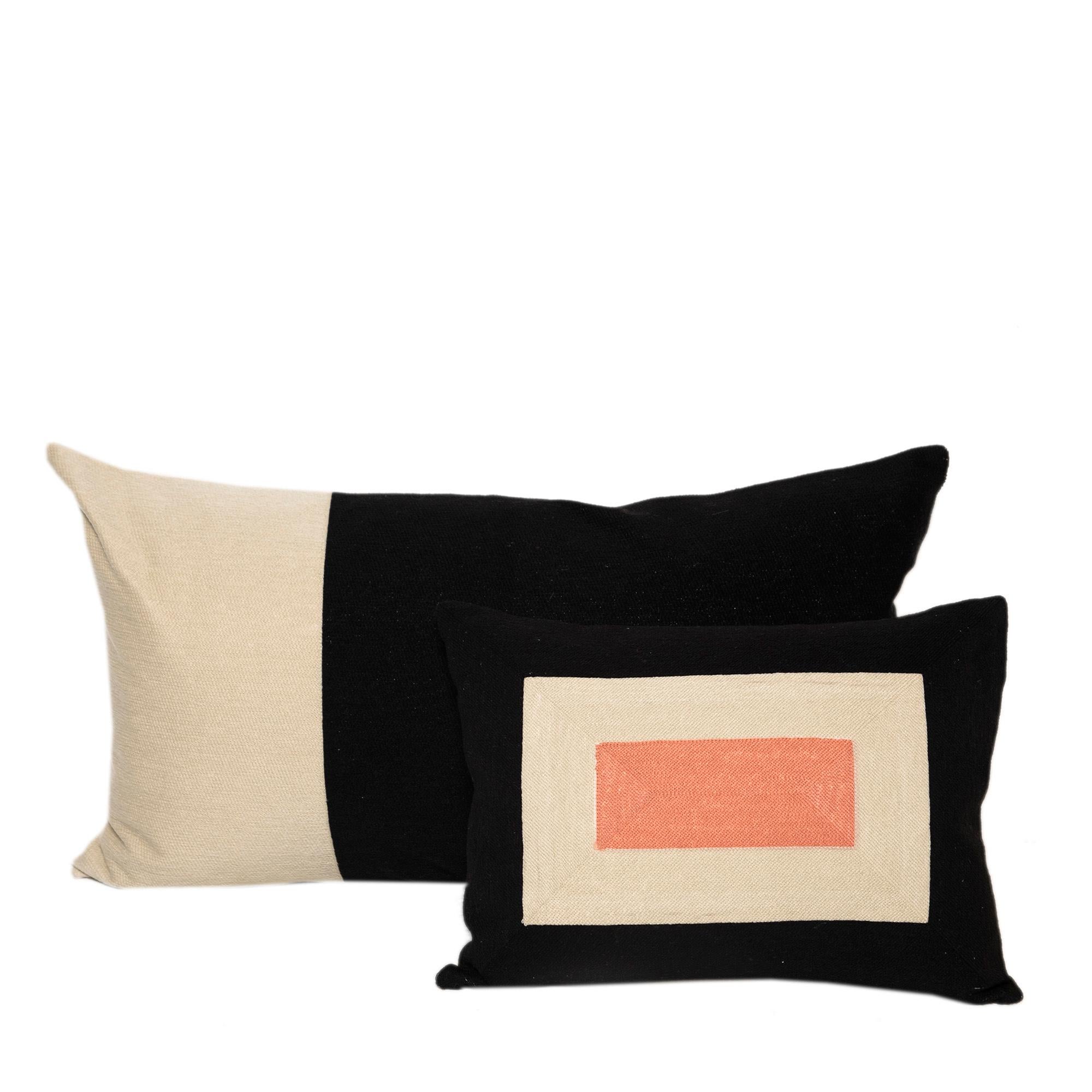 Indian Modern Kilombo Home Embroidery Pillow Smart Black&Salmon For Sale